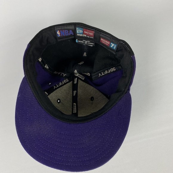 VTG New Era 59Fifty Sacramento Kings Fitted Hat Cap 7 5/8 Black Wool USA Made - Picture 6 of 10